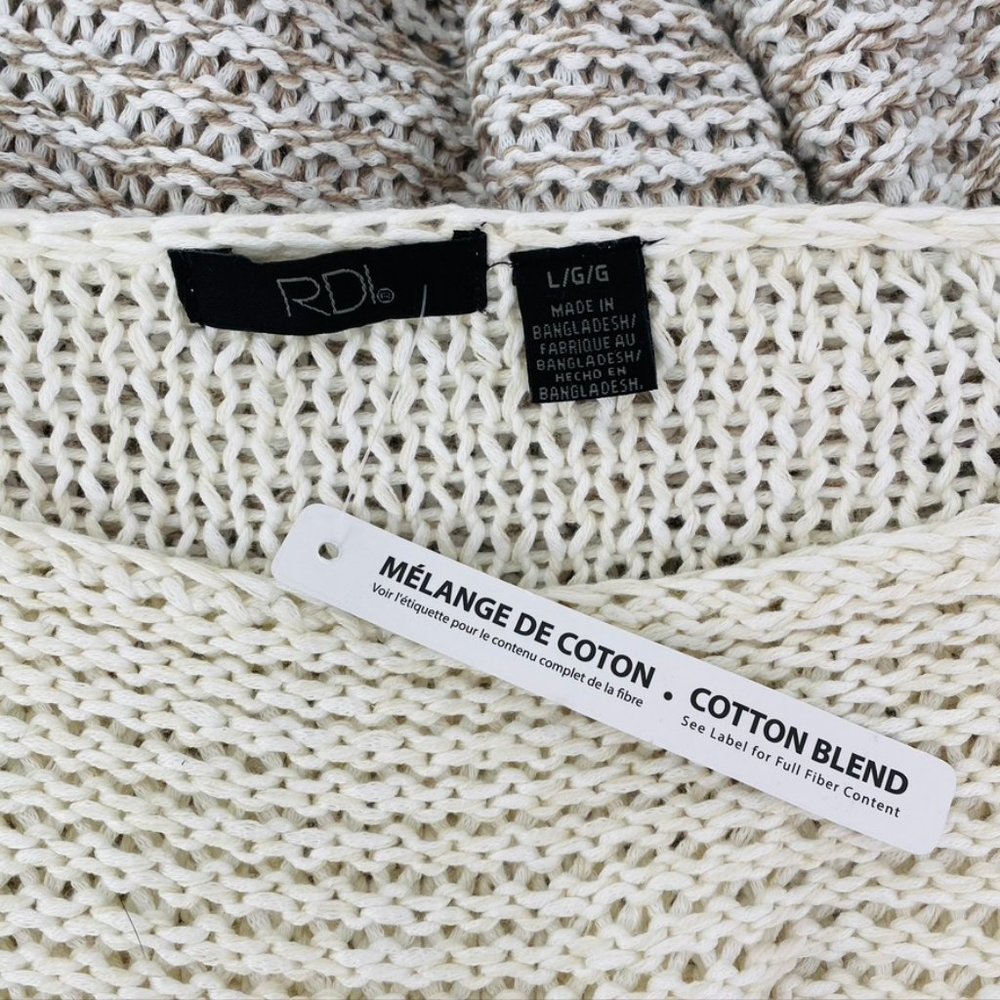 RDI Variegated Tan Melange Open Weave Sweater NWT - Picture 3 of 7